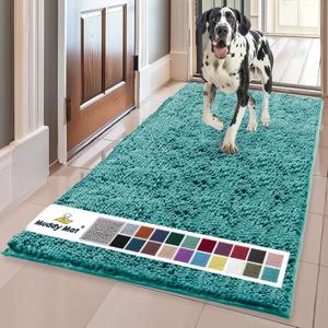 Muddy Mat | Super Absorbent Door Mat Indoor, Microfiber Quick Dry Chenille Entryway Rug, Non-Slip Front Door Mat, Indoor Mats for Entryway, Machine Washable Pet Rug, Teal 36"x60"