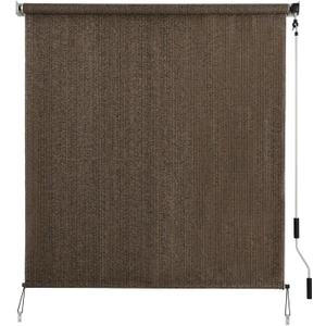 SMONTER Outdoor Sunshade Roller Shade 5'W x 6'H (60" Wx72 H), Exterior Cordless Roll Up Shades Blinds, UV Protection Shade Cloth with Crank Operation for Outside Windows Patio Porch Gazebo, Mocha