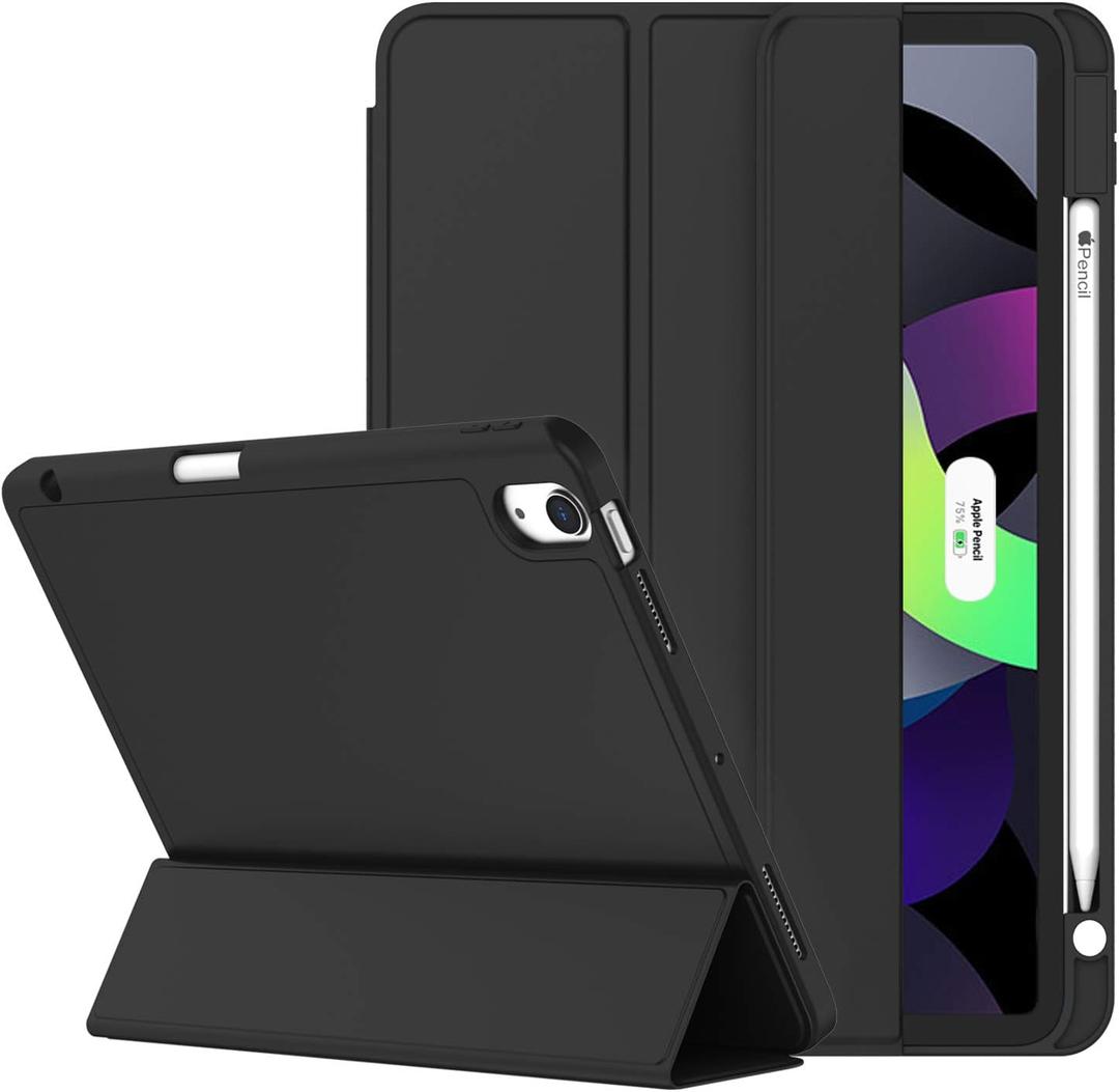 ZryXal iPad Air 11 Inch Case M3 2025 / M2 2024, iPad Air Case 5th Generation/4th Generation 2022/2020 10.9 Inch [Support Touch ID and Auto Wake/Sleep](New Black)