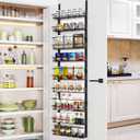 Churboro Over the Door Pantry Organizer Rack with 9 Adjustable Baskets, 9 Tiers Dual-use Hanging or Wall Mount Spice Rack Organizer, Black