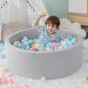 SHJADE Foam Ball Pit, 35.4"x 11.8" Ball Pits for Toddlers, Soft Round Kiddie Baby Playpen Ball Pool for Kids, Ideal Gift for Babies Indoor and Outdoor Game, Grey, (Balls not Included)