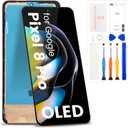 OLED for Google Pixel 8 Pro Screen Replacement for Google Pixel 8 Pro LCD Display Screen GC3VE G1MNW Touch Digitizer Assembly Repair Parts with Bracket,No Fingerprint Cable