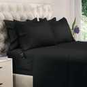 DREAMCARE King Size Sheets Set - 6 pcs Breathable Cooling Bed Sheets - up to 15" Deep Pocket King Sheet Set with Side Pockets - Extra Soft 100% Brushed Hypoallergenic Hotel Luxury Bedding - Black
