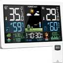 Weather Station Wireless Indoor Outdoor, Thermometer Wireless with Remote Sensor, Home Weather Station, Color Display Digital Weather Forecast, Humidity, Atomic Clock, Air Pressure for Home