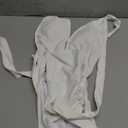 Lilosy Sexy Tie Criss Cross Plunge One Piece Thong Swimsuit High Cut Brazilian Bathing Suit (Small, White)