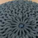 FRELISH DECOR Round Pouf Ottoman Hand Knitted 100% Cotton Pouf Foot Stool - Knitted Bean Bag - Floor Chair for Living Room Bedroom - Foot Rest for Couch (20 Diameter x 14 Height) - Teal