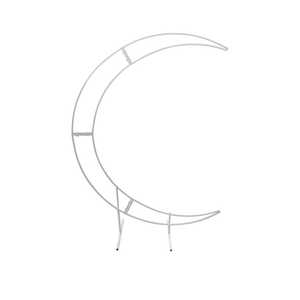 Metal Crescent Moon Wedding Arch Stand, Curved Flower Balloon Frame，Dreamy and Romantic Backdrop Stand for Birthday Party, Graduation and Bridal Shower Photo Background Decor (White, 7-ft Height