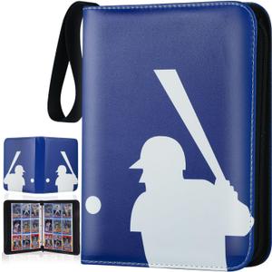 Baseball Card Binder 900 Pockets, Toploader Trading Card Holder with Removable Sleeves, Water-Resistant Blue Collector Album for Baseball Cards 2024-2025