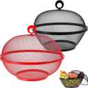MAQUITA 2 Pcs Mesh Fruit Basket with Lid Fruit Cover Protective Countertop Produce Cover Metal Wire Mesh Holder Strainer Mesh Fruit Holder Kitchen Accessories for Kitchen Food Vegetable