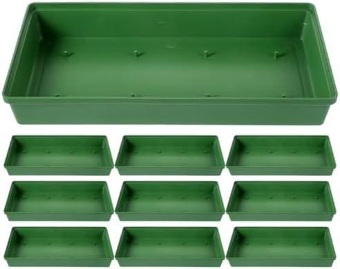 EXCEART 9Pcs Green Plastic Floral Foam Trays for Flower Arrangements Reusable Flower Mud Fixing Plates for Weddings, Parties and Home Decor, 10.23 X 4.72 X 1.57 Inch