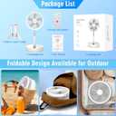 Portable Foldable Rechargeable Oscillating Fan - 8.6" 8000mah Battery Operated USB C Small Fan Remote, Quiet Table Desk Fan Folding Standing Pedestal Fans for Bedroom Rome Office Camping Travel