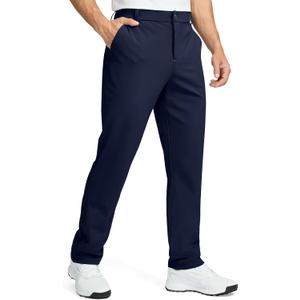 Soothfeel Men's Fleece Lined Pants 30" Golf Work Dress Pants Casual Insulated Warm Winter Trousers with Pockets Navy L30×W40