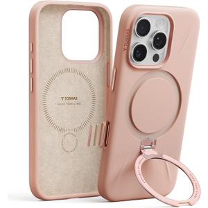 TORRAS Magnetic for iPhone 16 Pro Max Case Silicone with Stand, Fit for MagSafe, 360 Ring Stand with Camera Control, Ostand Q3 Silicone Rubber Soft Case for iPhone 16 Pro Max 6.9'', Bliss Pink