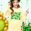 BesserBay Girls St. Patrick’s Day Clover Shamrock Sweatshirts Lucky Irish Long Sleeve Pullover Sweater (Yellow, S)