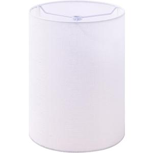 Wellmet White 8"x 8"x11" Lampshade, No Assembly Required, Classic Modern Lamp Shade for Table Lamp, Bedside Lamp, Floor Lamp, Fabric Drum Lampshade, Spider Fitter
