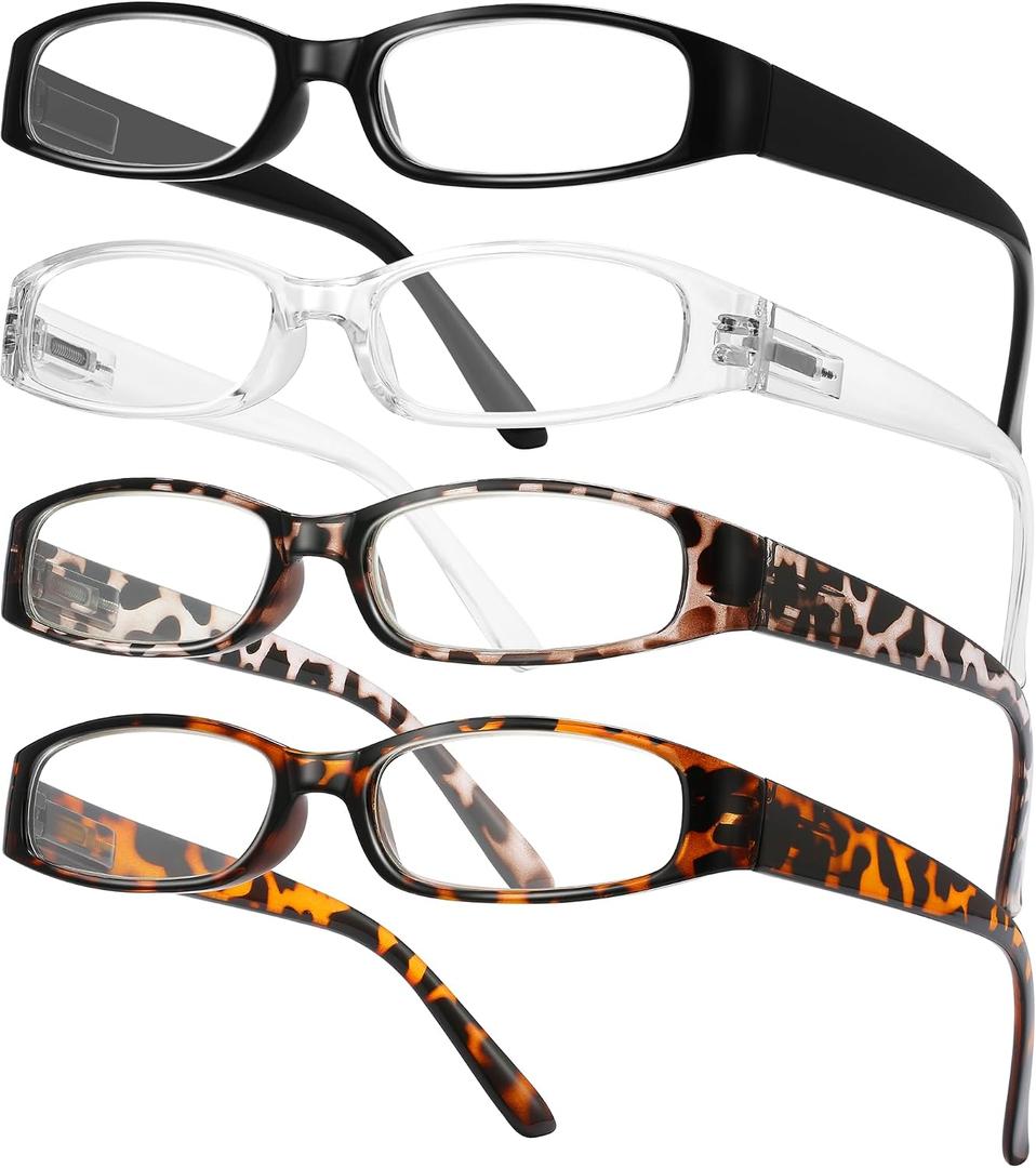 Gaoye 4-Pack Readers for Women, Blue Light Blocking Reading Glasses, Stylish Reading Glasses for Women in 4 Patterns 3.5x