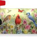 Spring Summer Birds Mailbox Covers Magnetic Standard Size 21x18 Inch Colorful Flowers Bird Mailbox Cover Seasonal Spring Decorations Post Letter Box Wrap for Outdoor Garden
