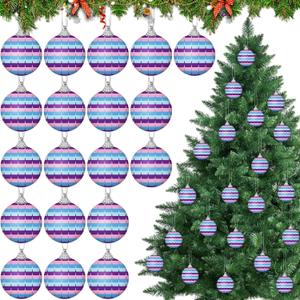 Mimorou 24 Pcs Christmas Ball Ornaments Bulk Video Game Themed Christmas Tree Hanging Ornaments Colorful Fabric Wrapped Piata Decoration for Xmas Tree Gaming Birthday Holiday Party Favor