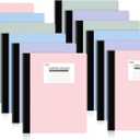 SUNEE Composition Notebooks - Wide Ruled Paper, 12 Pack Composition Book, 9 3/4" x 7 1/2", 80 Sheets/160 Pages, Assorted Colors, School & Office Supplies (Pastel)