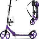 Scooter for Kids Ages 6+, Teens & Adults, Max Load 240 LBS, Foldable Kick Scooter with 8-inch Big Wheels, Kickstand, 3 Adjustable Levels, Rear Brake,