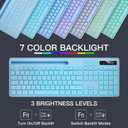 Soueto Wireless Keyboard with RGB Backlit, Phone Tablet Holder for Mac/PC