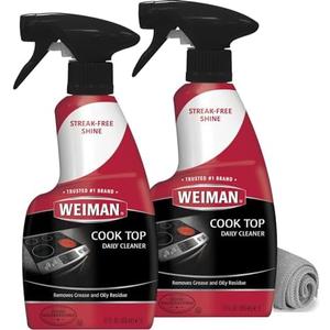 Weiman Glass Cooktop Cleaner & Polish For Daily Use on Ceramic, Induction Stove Top, Removes Grease & Oily Residue, Streak Free Shine, 12 oz, 2 Pack