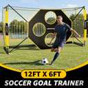 Soccer nets for Backyard, 12x6 FT Soccer Net Easy Setup, Portable Soccer Goals for Backyard with Upgraded Collapsible Metal Base, Outdoor Indoor Soccer Goal Net for Practice with Carry Bag