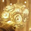 Rose LED String Lights, 14.7 ft 30 LED String Lights Battery Operated Lights Bright Warm Rose Flower Lamp Fairy Light for Valentine's Wedding Gardens Party Christmas Decoration (White)