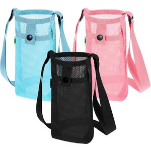 3pcs Bottle Holder Strap,Water Bottle Sling Carrier,Adjustable Lightweight Water Bottles Shoulder Strap with Shoulder Straps and Pocket for Hiking, Walking and Traveling, 3 Colors