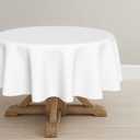 Horaldaily 6 Pack White Tablecloth 7070 Inch Round, Stain and Wrinkle Resistant Washable Table Cloth, Decorative Polyester Table Cover for Party Picnic Dinner Decor