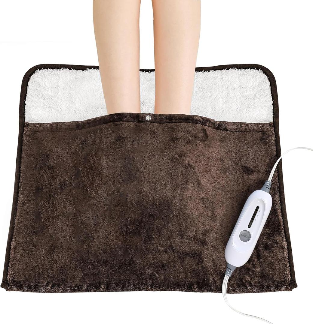 WarmMist Electric Heated Foot Warmers,2220 Heating Pad for Feet with 3 Heat Settings,ETL Certified Feet Warmers for Women and Men,Back and Legs,Auto Shut Off,Birthday Gifts,Brown