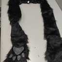 SATINIOR Faux Animal Hoods Headwear Furry Hat Mittens Gloves Scarf Paws Ears Furry Winter Animal Accessories (Black)
