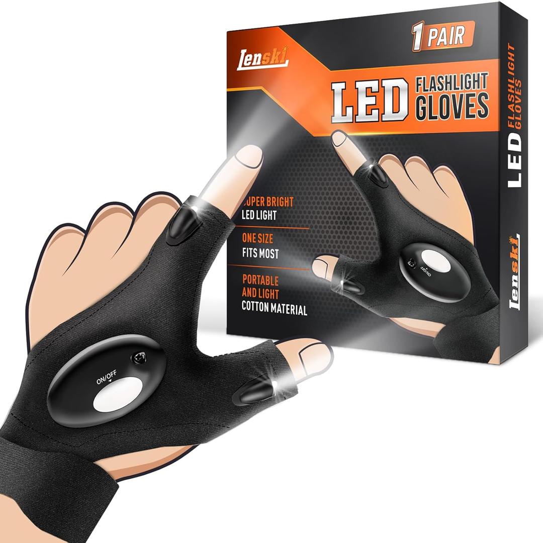 Lenski Fathers Day Gift for Husband Dad, Gifts for Men Flashlight Gloves, Fathers Day Gift from Daughter Wife Son, Dad Gifts for Him Dad Husband, Birthday Gifts for Men Him Grandpa