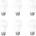 Amazon Basics A19 Dusk to Dawn Sensor LED Outdoor Light Bulb, 60W Equivalent, Energy-Efficient 9W, Soft White 2700K, E26 Base, 10,000 Hours, 6 Count (Pack of 1)