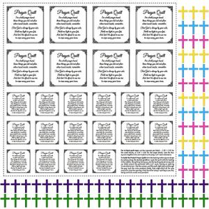 Fanfanwin Pocket Prayer Quilt Panel Squares with Small Wooden Crosses Mini Scripture Pocket Prayer Quilt for Friend Family Religious Spiritual Gift Christmas Reward Gift(Classic)