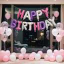 Pink Purple Happy Birthday Balloon Banner Set -16 Inch Foil Letters Balloons, Reusable Birthday Decorations and Party Supplies, Suitable for Men and Women's Birthday DecorationsParty Backdrop