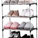 Jucaifu Stackable Small Shoe Rack, Entryway, Hallway and Closet Space Saving Storage and Organization (10-Tier, Black)