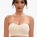 Strapless Bras for Women-Push-Up Non-Slip Bandeau Bra,Seamless Wirefree Padded Tube Top Convertible Straps Small