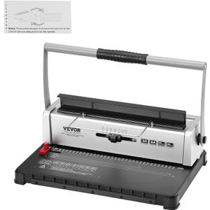 VEVOR Coil Binding Machine, Manual Book Maker 34-Holes Binding 120 Sheets, Punch Binder with Adjustable Side Margin, for Letter Size, A4, A5
