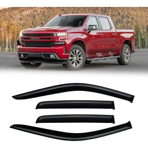 Rain Guards for 2019-2026 Chevy Silverado/GMC Sierra 1500 Double/Extended Cab, 2020-2026 Silverado/Sierra 2500HD 3500HD Out-Channel Window Visor Shields Vent Deflector Shade Wind Dark Smoke, 4PCS