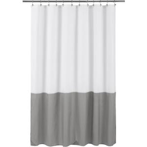 ALYVIA SPRING Waterproof Fabric Shower Curtain Liner - Soft & Light-Weight Cloth Shower Liner, 3 Bottom Magnets, Hotel Quality & Machine Washable - Standard Size 72x72, White and Grey