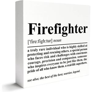 Firefighter Gift for Men Women, Appreciation Thank You Gift for Firefighter, Fireman Christmas Birthday Graduation Retirement Gifts, Firefighter, Wooden Box Sign