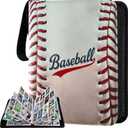 Baseball Card Binder 900 Pockets with 50 Protective Sleeves, Large Baseball Binder 9 Pocket, Premium Trading Cards Holder 3 Ring Zipper, Sport Collection Book, Album Folder Case, Gifts for Boys & Men (White-)