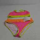 Fisoew Womens Neon Bikini Sets High Waisted Ribbed Color Block Spaghetti Straps Scoop Neck Textured Two Piece Swimsuits (Pink, 2XL)