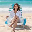 Beach Chair, Beach Chairs for Adults,Outdoor Folding Beach Chairs for Adults, Supports up to 350lbs with 5 Positions, Towel bar, Cooler Pouch, Storage Pouch.