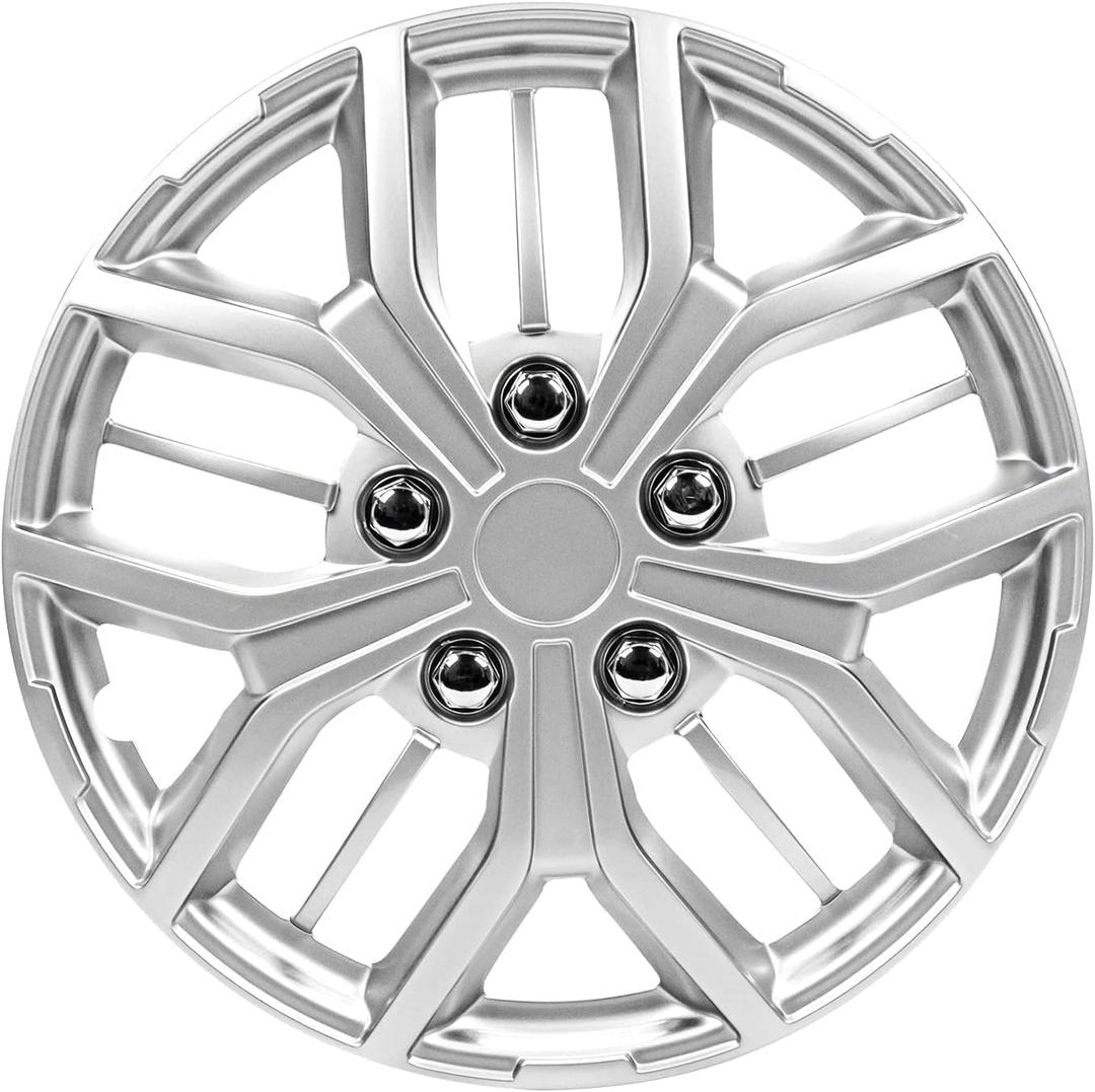 LYDS Evolution Silver Universal 16 inch Premium ABS Hubcap Wheel Cover Replacement Set of 4 - IWC-16S