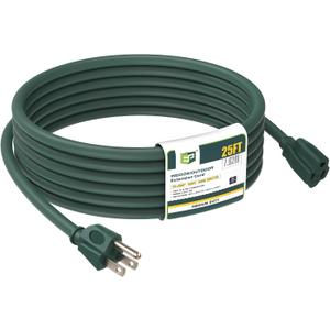 EP 25FT Green Outdoor Extension Cord, 16/3 SJTW Heavy Duty Waterproof, 3 Prong Grounded Plug, 13A 1625W 16AWG, Cold-Resistant Flexible Power Cable for Garden, Home, Christmas Lights, UL Listed