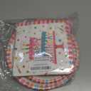 96Pcs Birthday Plates and Napkins Party Supplies, Pink Happy Birthday Cake Theme Party Paper Plates and Napkins Sets for Kids, Serve for 24 Guests, Striped Edge