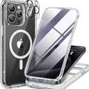 Miracase Magnetic for iPhone 15 Pro Max Case 6.7'' [Compatible with Magsafe] Full-Body Drop Proof Phone Case for iPhone 15 Pro Max with Built-in 9H Tempered Glass Screen Protector,Clear Glitter