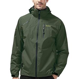 Mens Lightweight Waterproof Jacket Windproof Rain Hooded jackets for Running Hiking Cycling Travel L, Olive Green